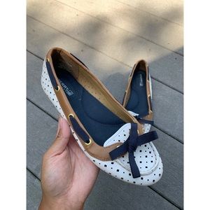Sperry: White/Navy/Tan, Size 6M